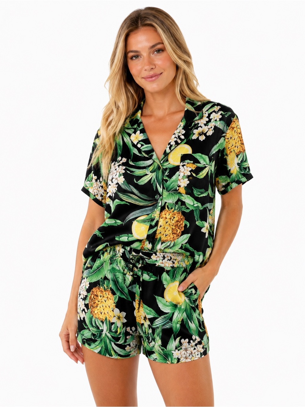 Show Me Your Mumu Tropical Pineapple Lemon Hawaiian Matching Set Size Small